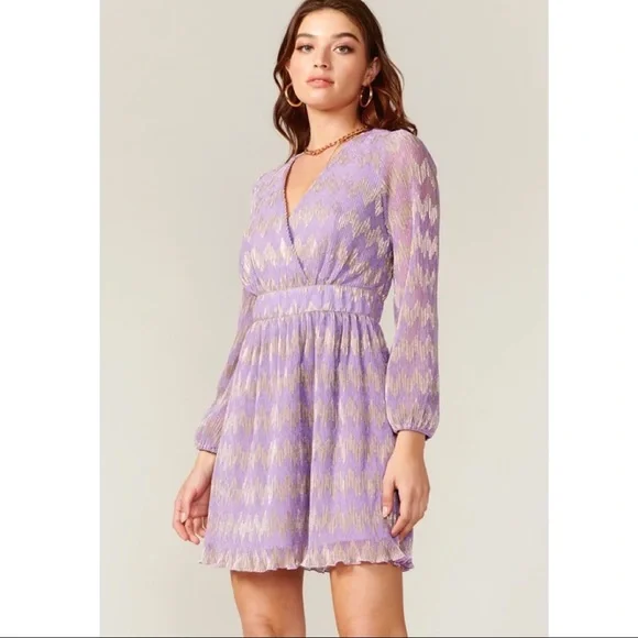 adelyn rae pleated dress Adelyn Rae Dresses | Adelyn Rae Lori Lilac Pleated Dress | Color: Purple/Silver | Size: L